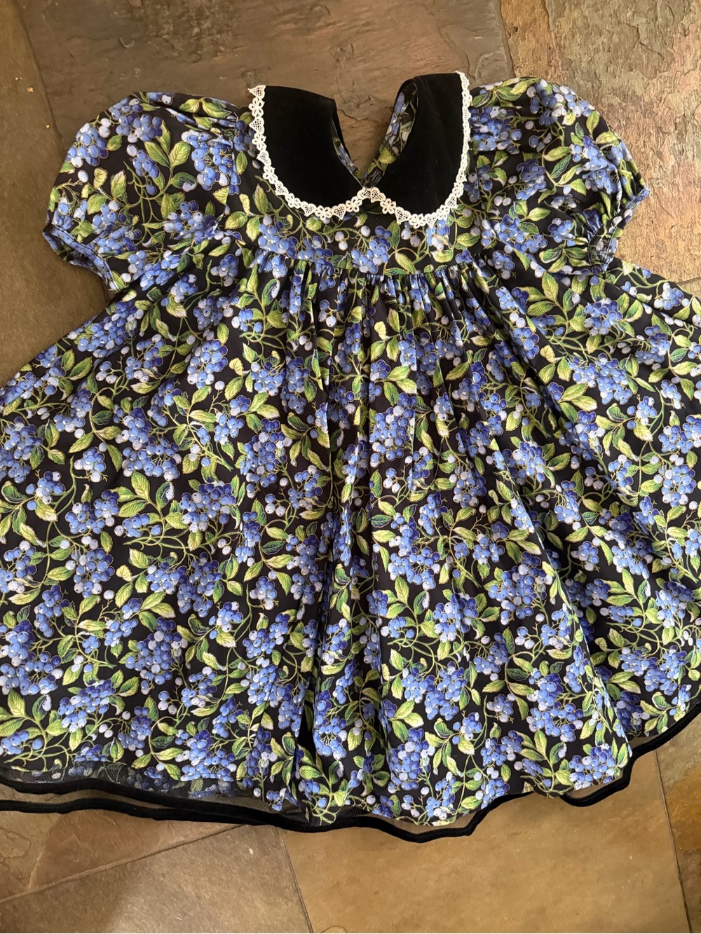 Bonnie Jean New York vintage 6X blueberry party dress  Velvet Collar lined